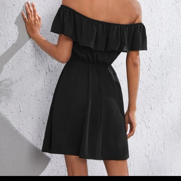 NWOT OFF THE SHOULDER BLACK BOHO DRESS - Picture 4 of 4